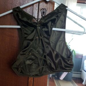 Victoria's Secret Dark Green Lace-Up Brami Crop Top